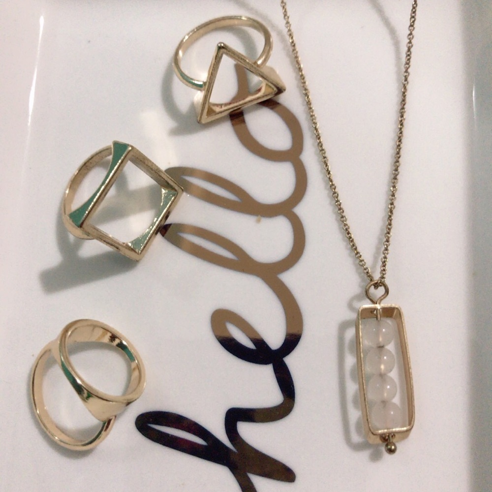💛Gold Circle, Square, Triangle Rings 💛